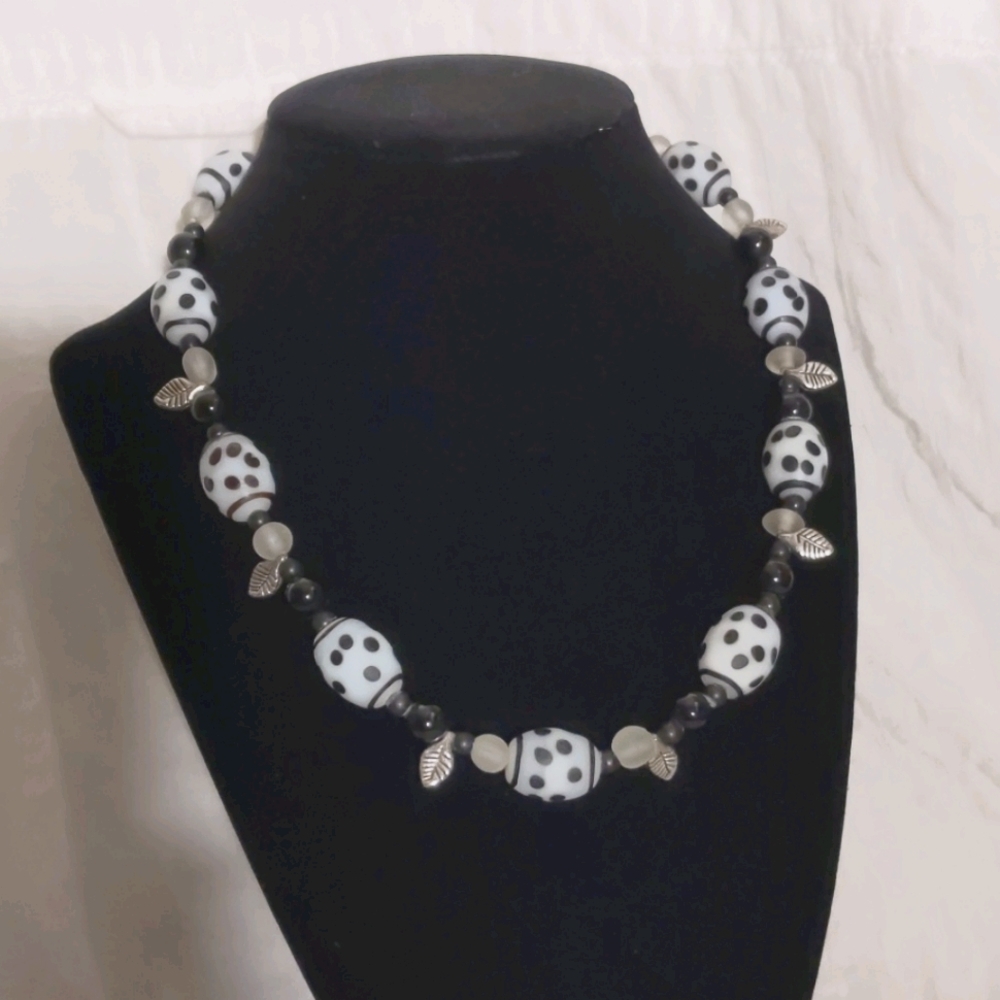 Black and white beaded necklace